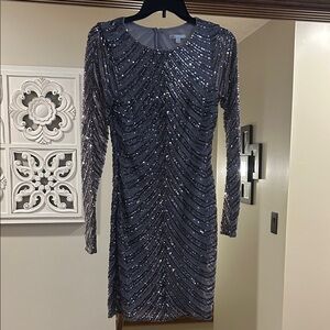 Gianni Bini Black Sequin Long Sleeve Dress